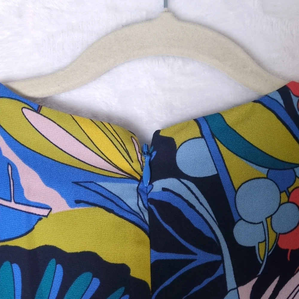 J. Crew Mercantile Blue Colorful Botanical Knee‎ Length Dress Size 8